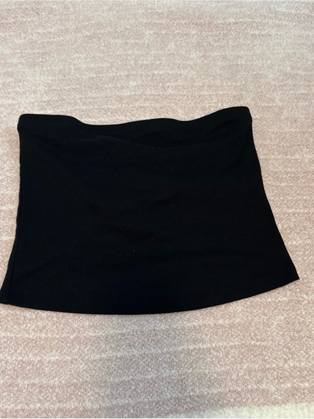 a new day Black Ribbed Strapless Crop Top